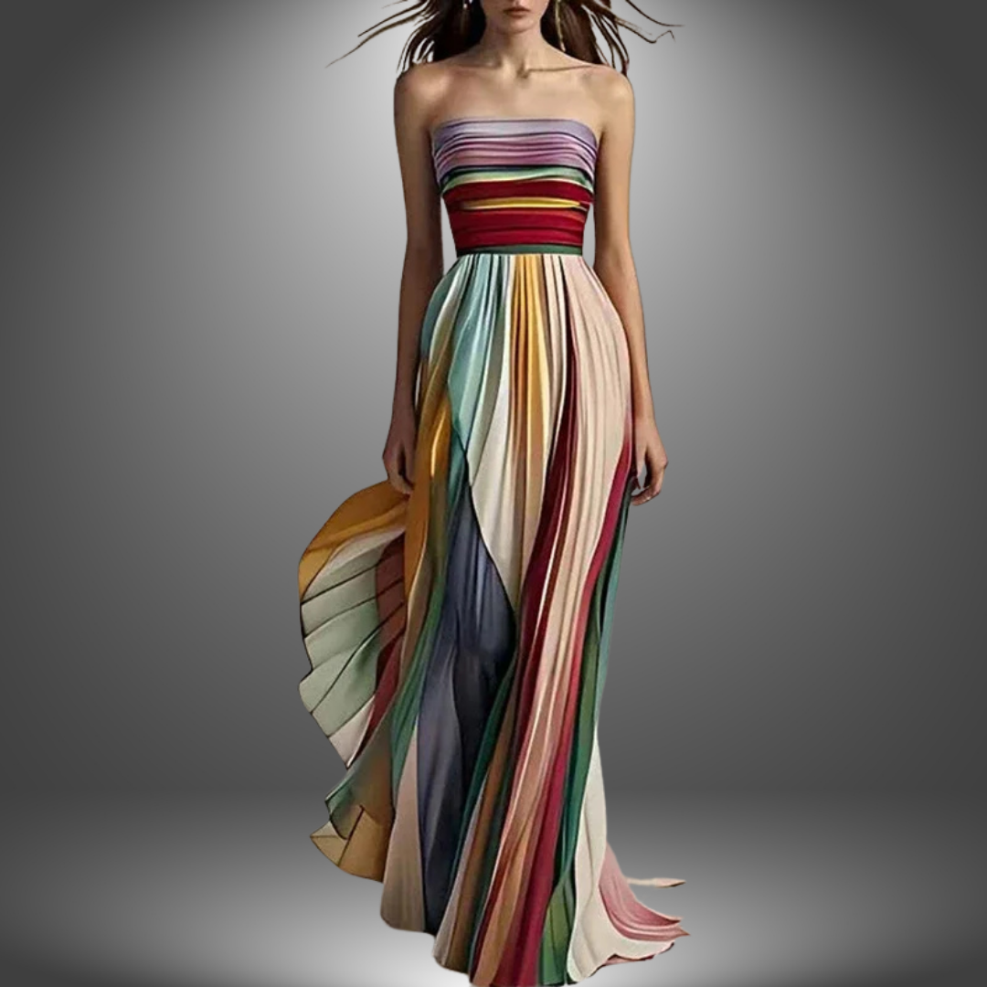 Isabella - Chic Rainbow Off-Shoulder Party Dress