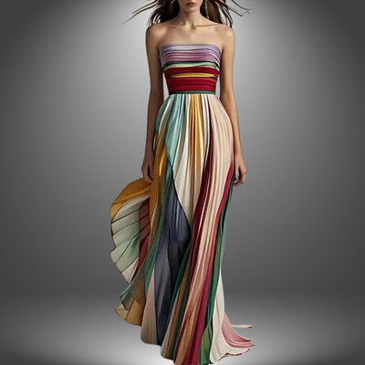 Isabella - Chic Rainbow Off-Shoulder Party Dress