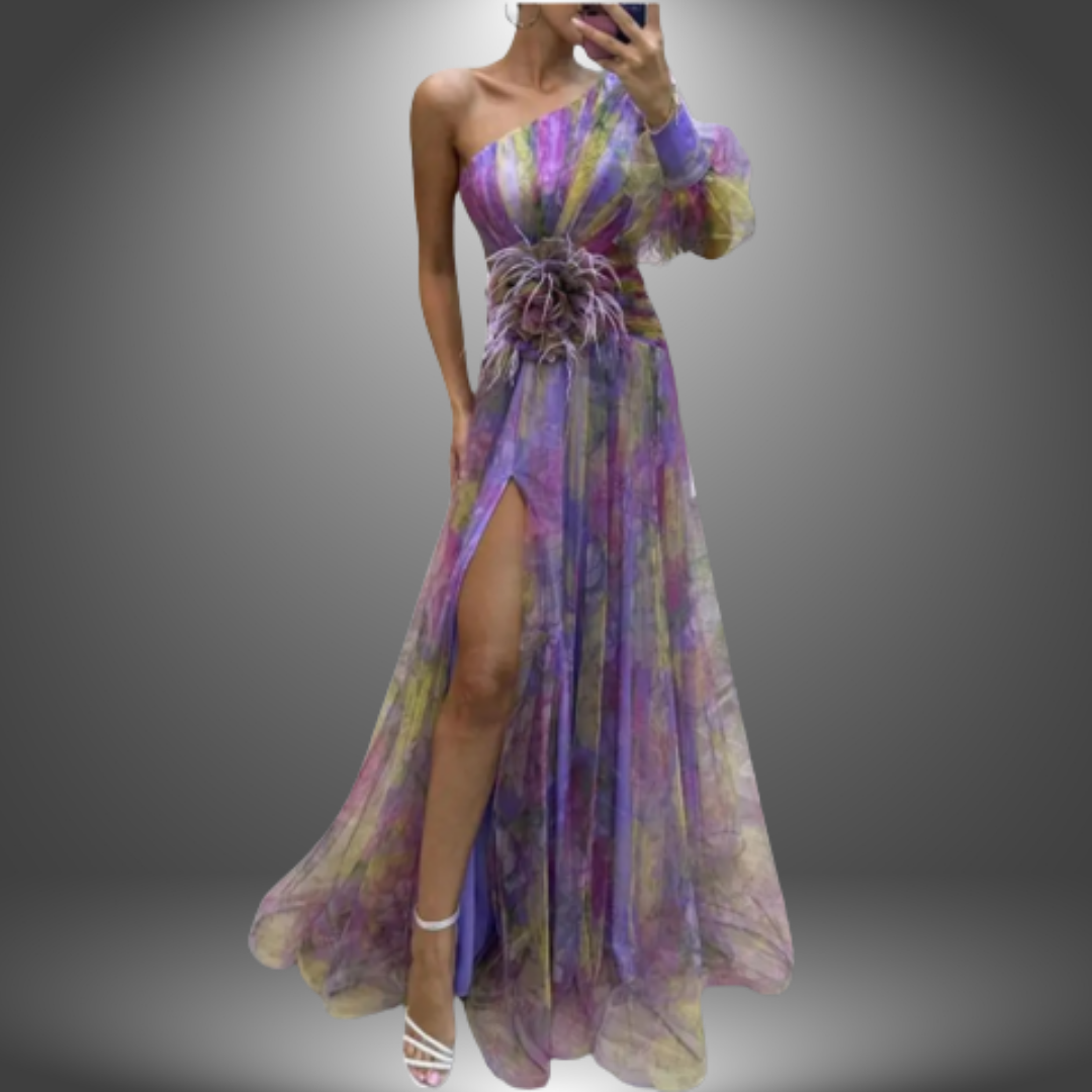 Scarlet - Elegant One-Shoulder Tie-Dye Party Dress