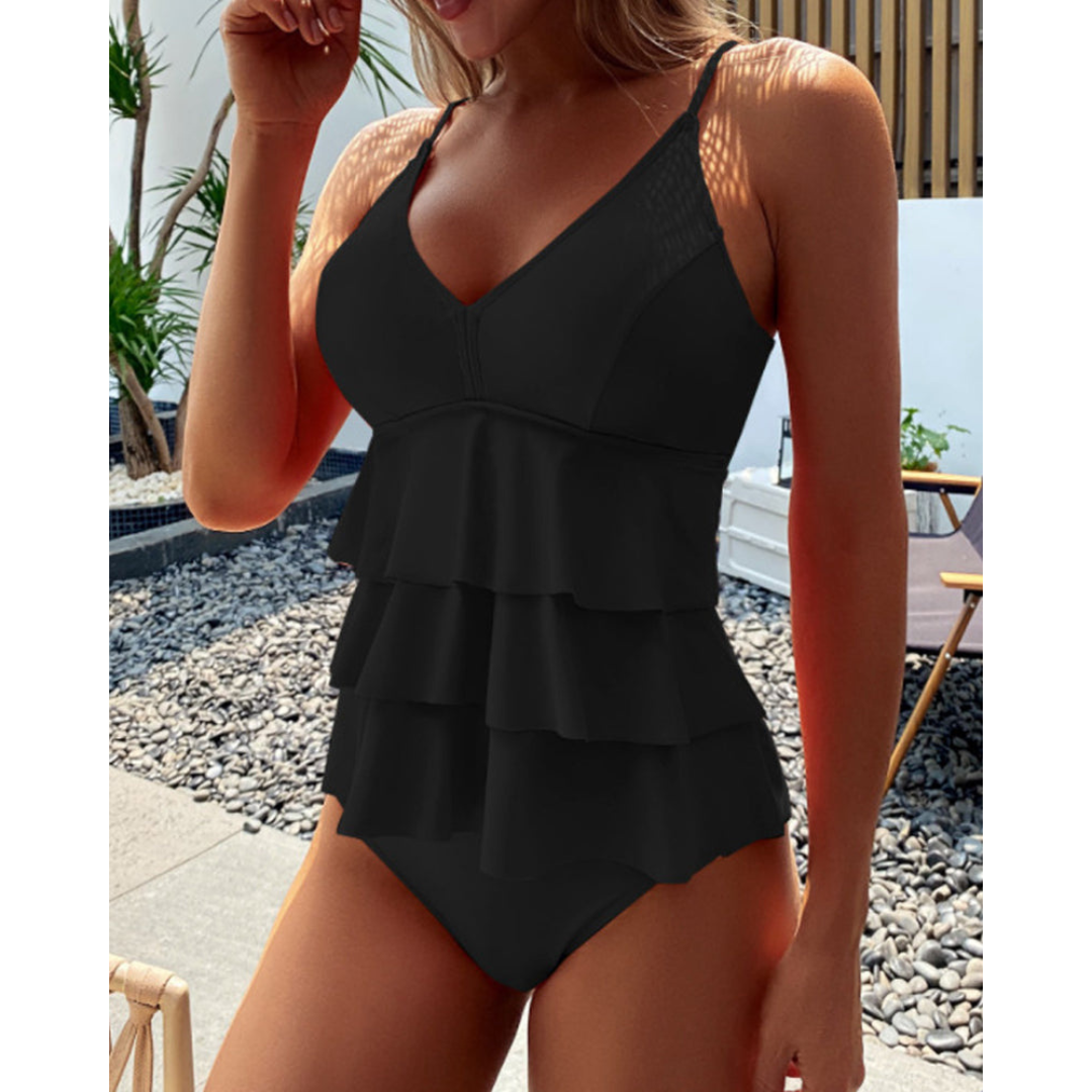 Anne – Solid Color Tankini with Ruffles