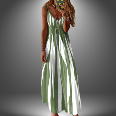 Emily - Elegant Sleeveless Stripe Printed Long Dress