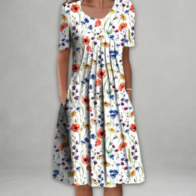 Eira™ - Elegant Dress with Floral Pattern and Tummy Coverage