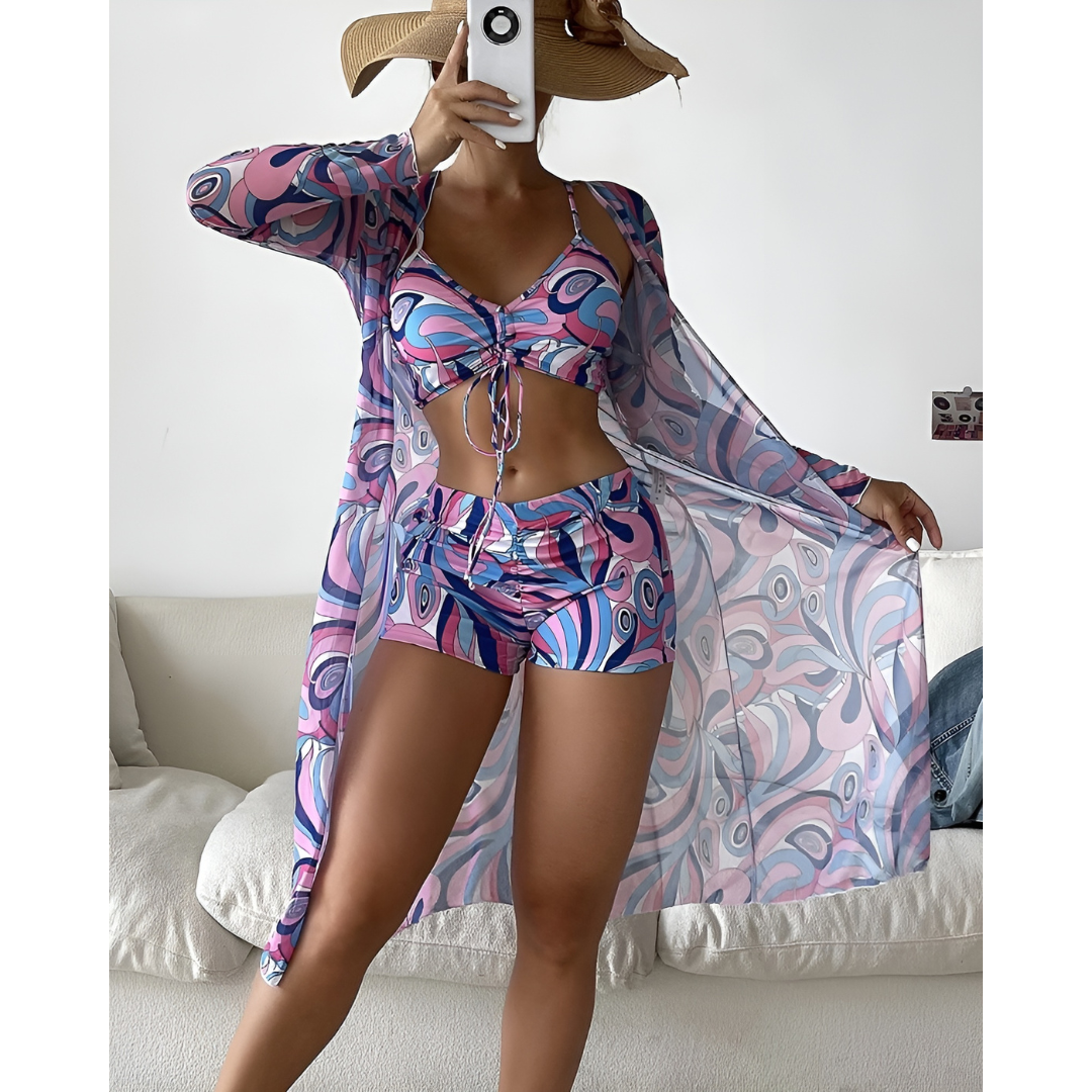 Lana – 3-Piece Printed Bikini Set