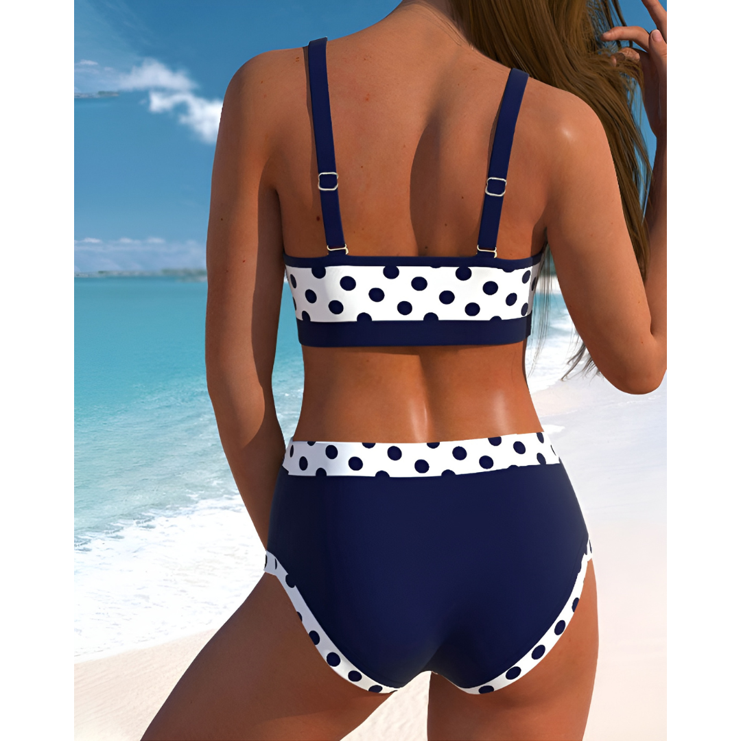 Elizabeth - High Waist Polka Dot Patchwork Bikini