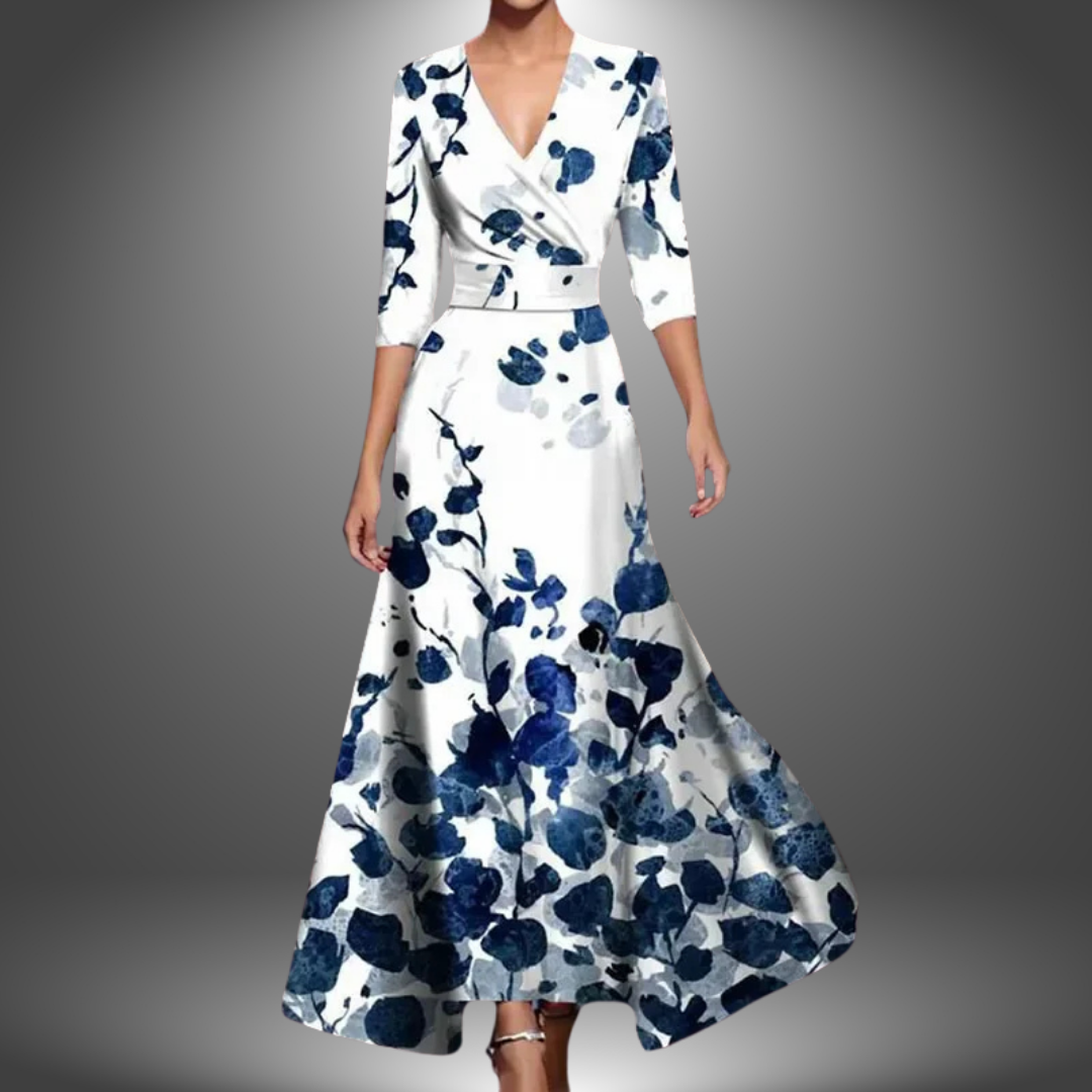Ava - Flattering V-Neck Half Sleeve Boho Maxi Dress