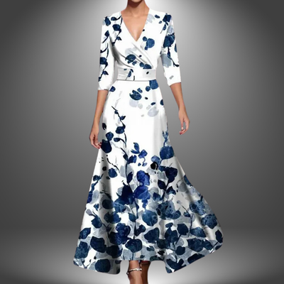 Ava - Flattering V-Neck Half Sleeve Boho Maxi Dress