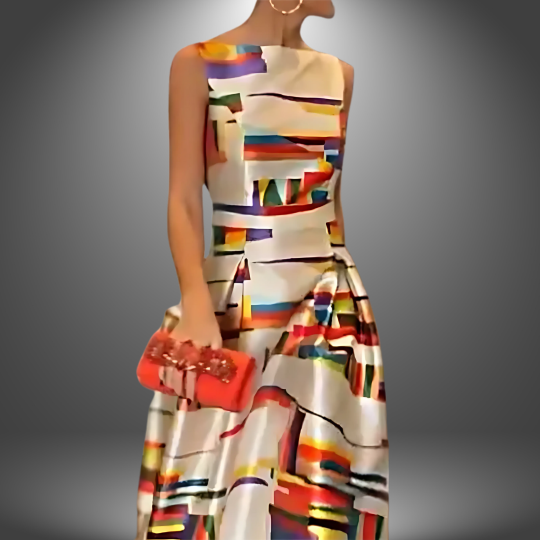 Lily - Elegant Printed Long Party Dress