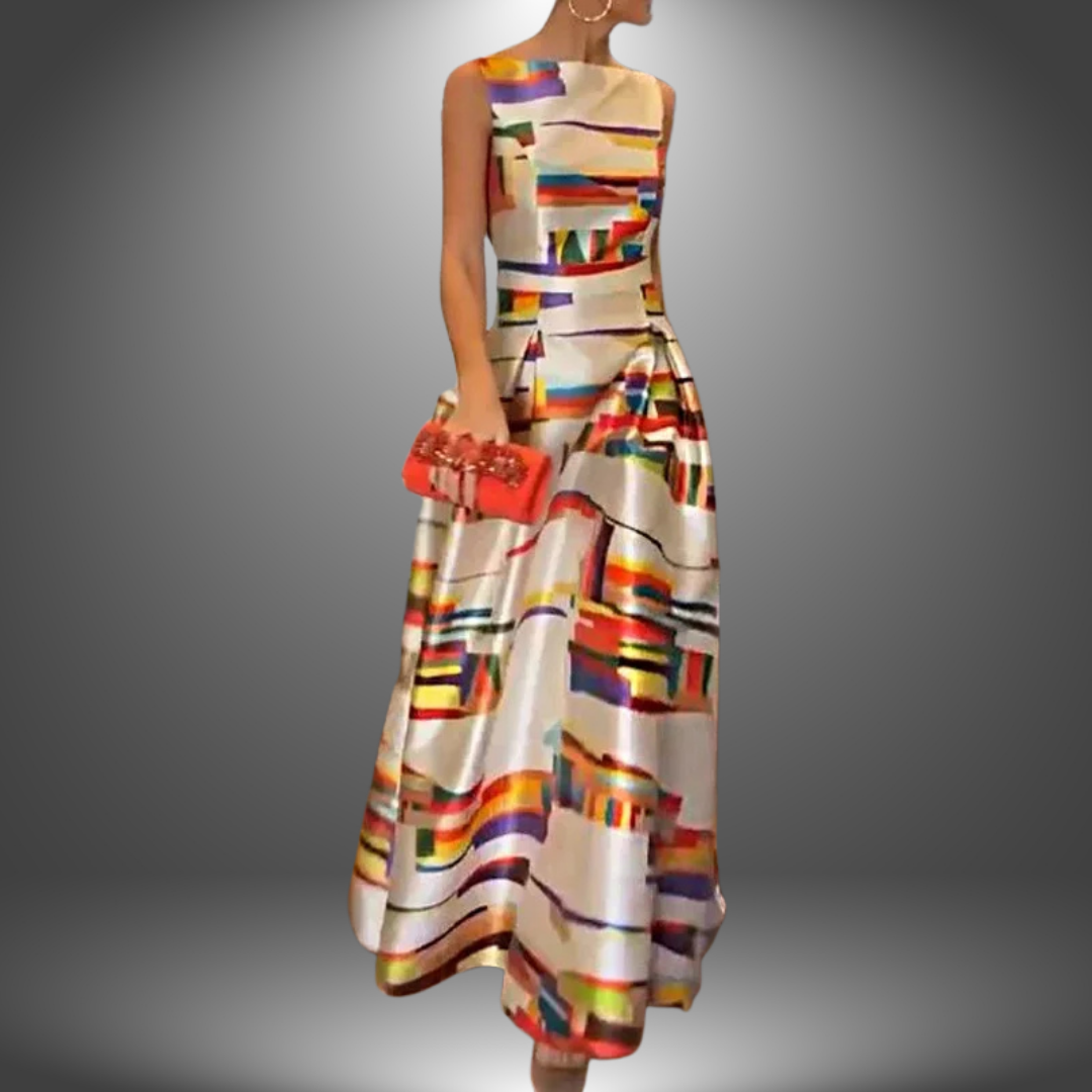 Lily - Elegant Printed Long Party Dress