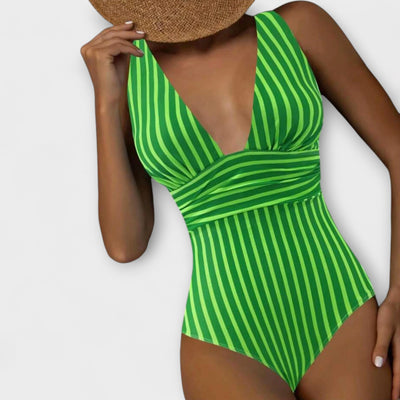 Yvonne - Striped Swimsuit with Flattering Cut
