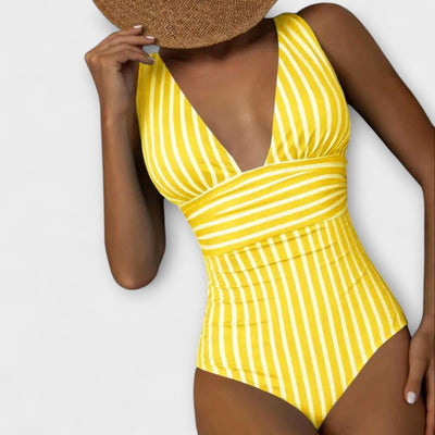 Yvonne - Striped Swimsuit with Flattering Cut