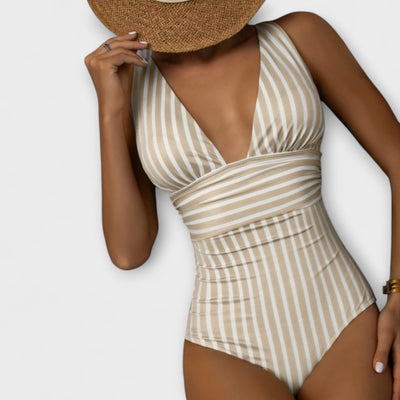 Yvonne - Striped Swimsuit with Flattering Cut