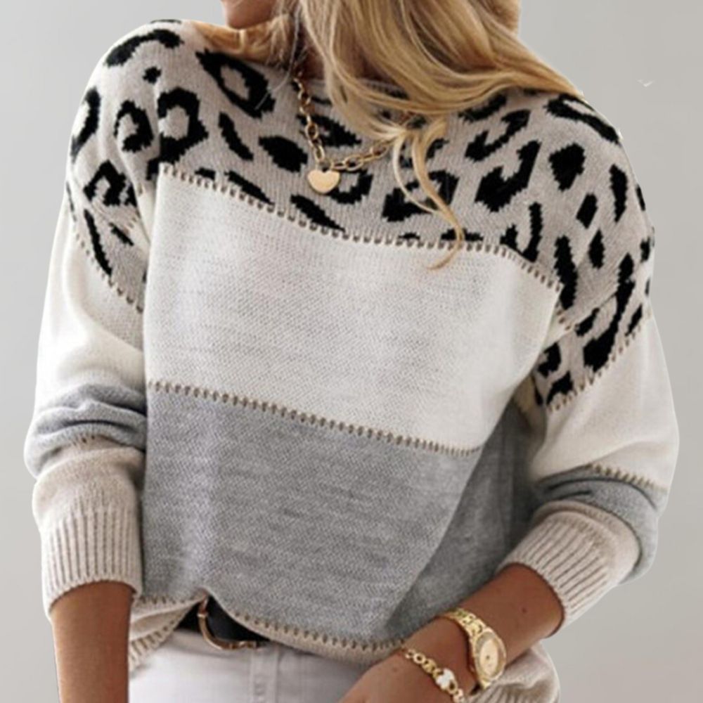 Laura™ | Casual Sweater with Leopard Design
