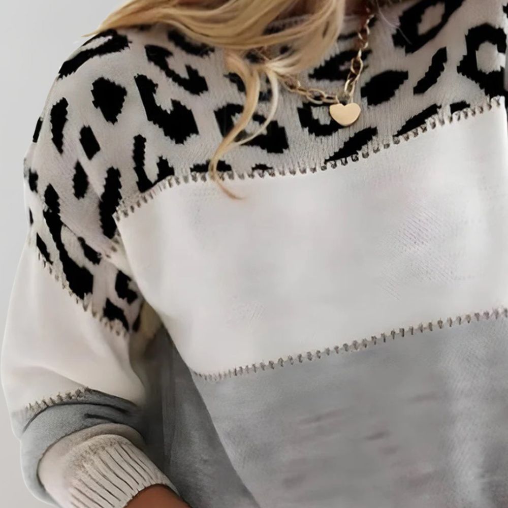 Laura™ | Casual Sweater with Leopard Design