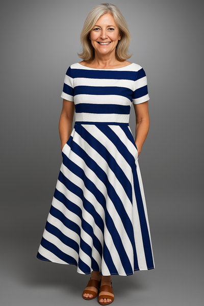 Natalia | Handmade Long Striped Dress