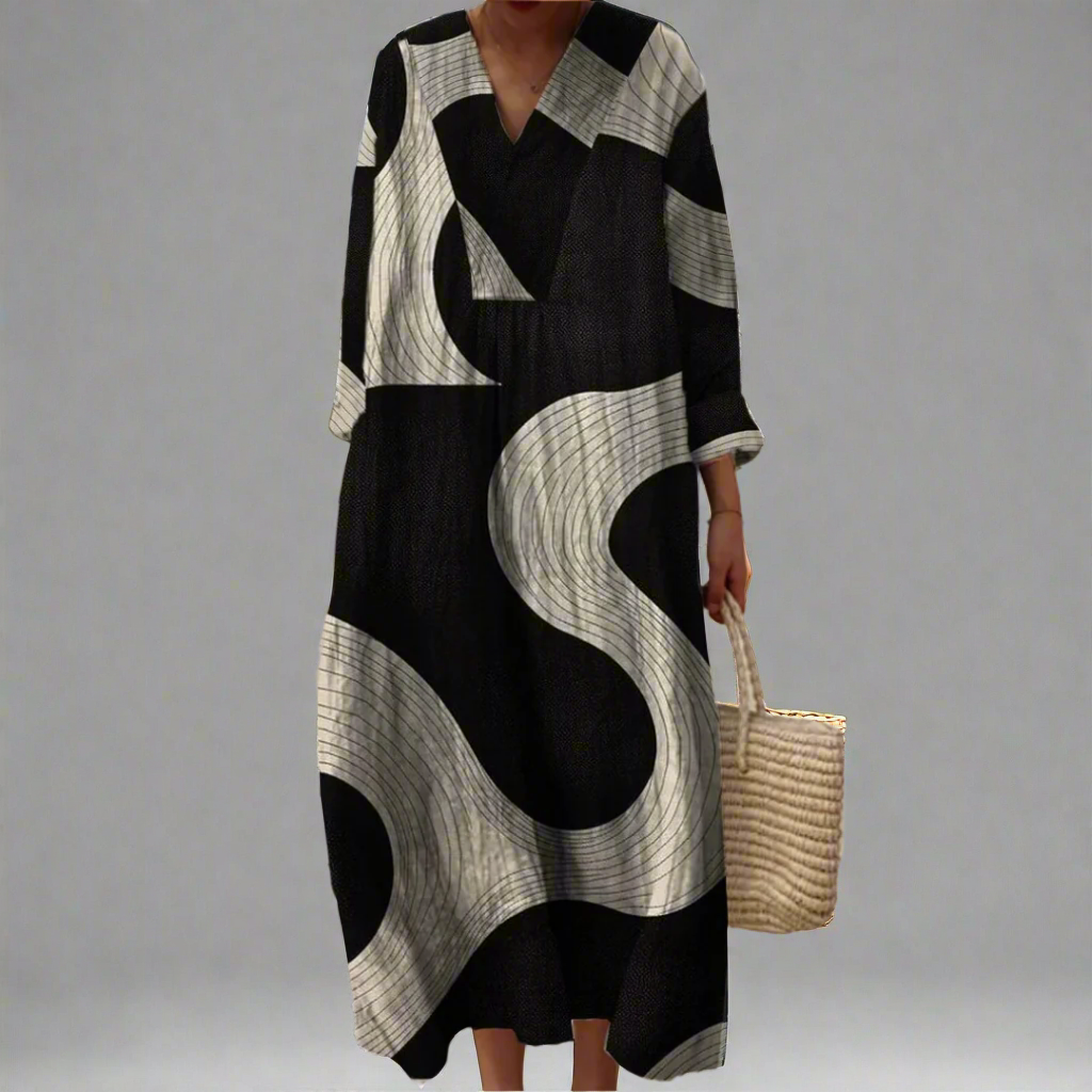 Claudine™ | Abstract Flow Maxi Dress