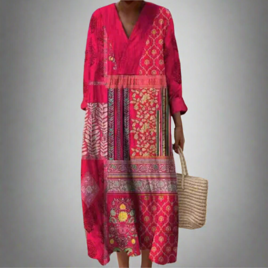 Maisie™ | Boho Patchwork Longline Midi Dress