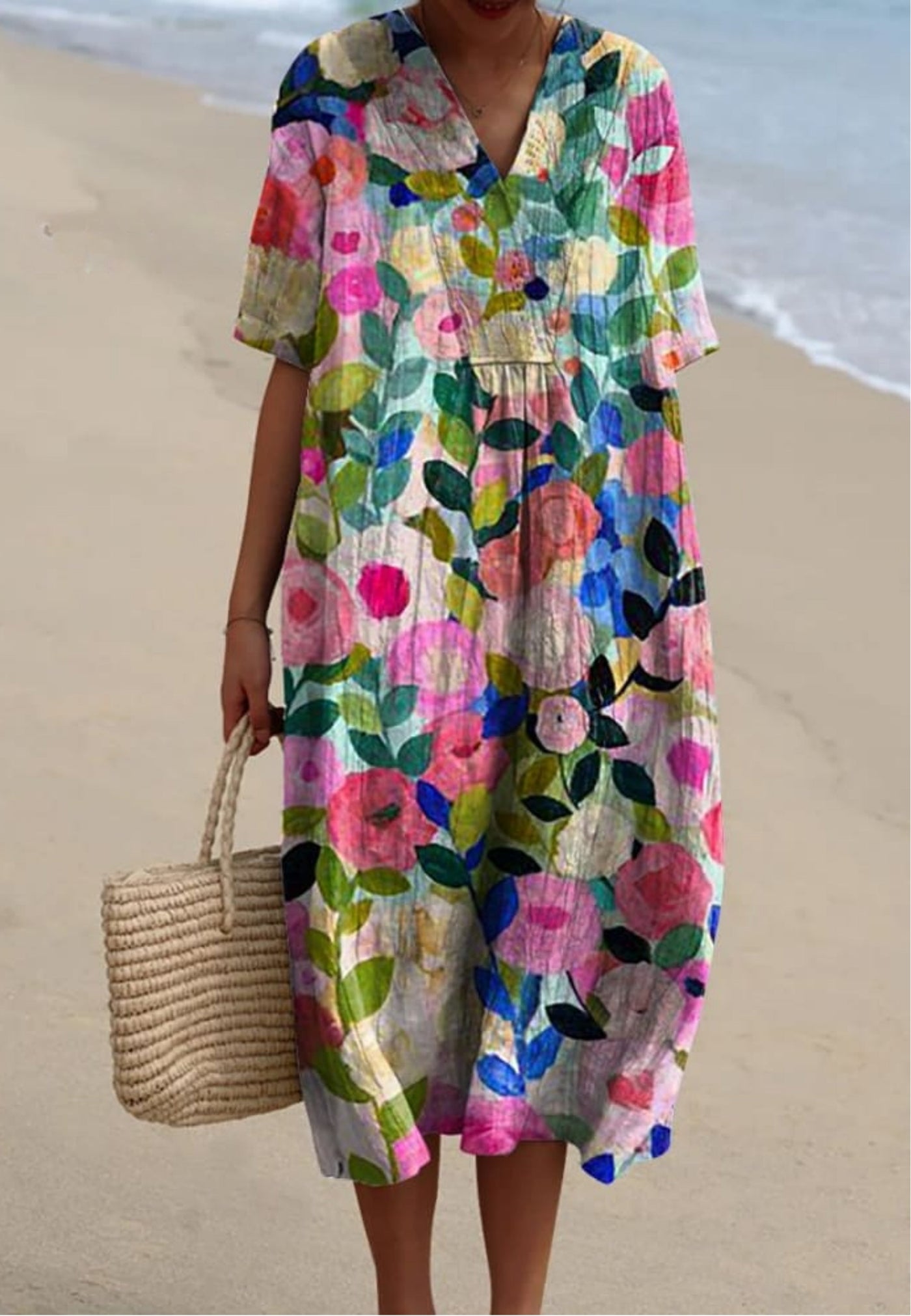 Vivi -  Floral Garden Print Flowy Dress