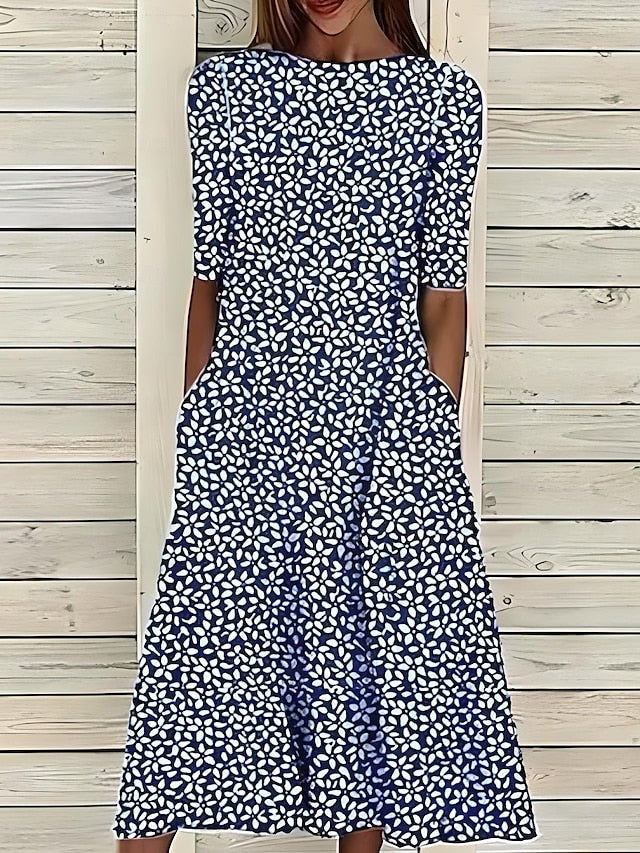 Sela™ – Summery Midi Dress with a Coastal Floral Vibe
